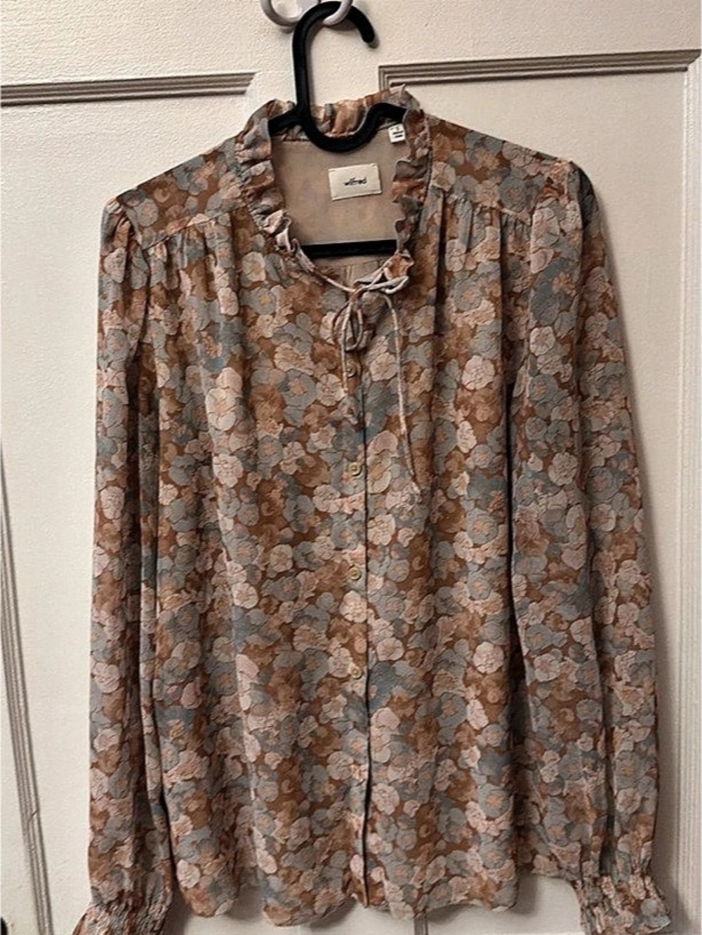 Wilfred Floral Blouse in Blue & Brown Like New